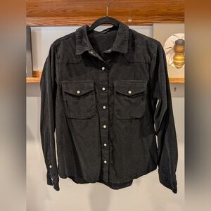 Velvet Heart Black Corduroy Pearl Snap Top